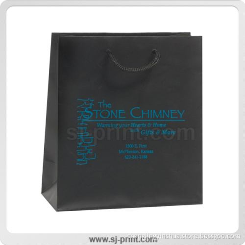 Rope-Handled Paper Package Eurotote Bag, Black Shopping Bag